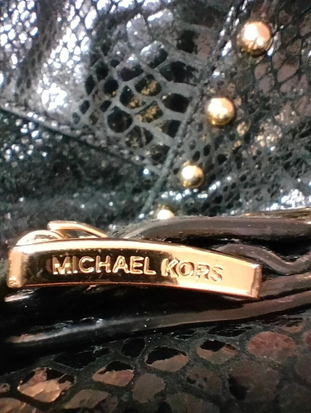 Michael Kors Y2K Delancy Snakeskin Leather Shoulder Hobo Bag Black Vintage Purse